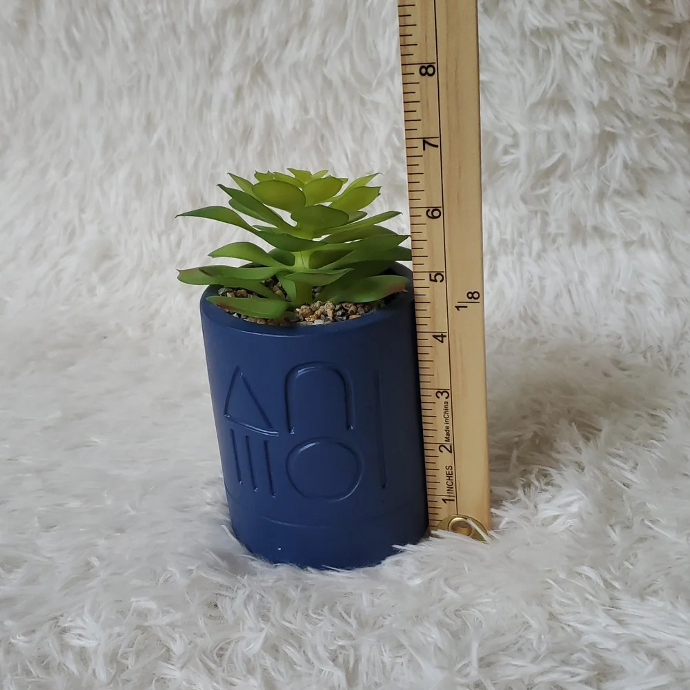 Navy Blue Southwestern Plant Pot With Symbols Succulent